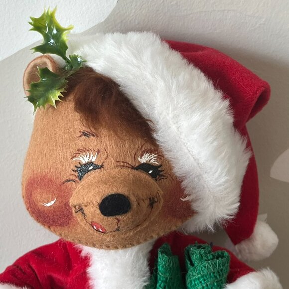 Annalee Mobilitee Dolls Santa Claus Stuffed Bear Doll Vintage 1989 Sack 8054 USA - Picture 3 of 12